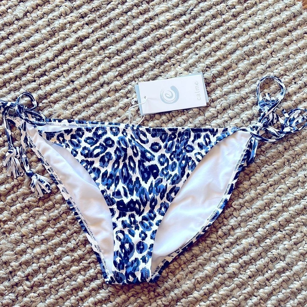 NWT johnny was calme blue tiger cheetah string bikini bottom
